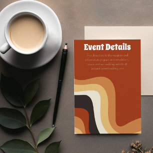 Groovy 70s Burnt Orange Boho Wedding Event Details Enclosure Card