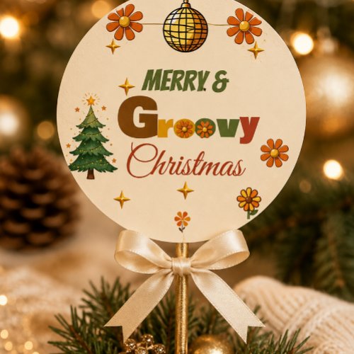 Groovy 70s Christmas Party Classic Round Sticker