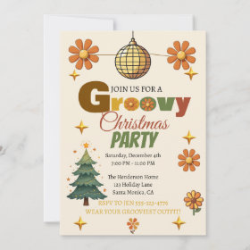 Groovy 70s Christmas Party Invitation | Retro Disco Holiday Invite