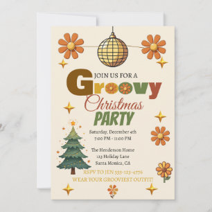 Groovy 70s Christmas Party  Invitation