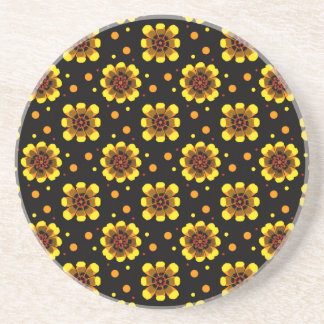 Groovy 70s Daisy Flower Power Pattern Coaster