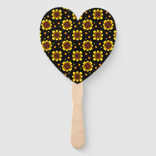 Groovy 70s Daisy Flower Power Pattern Hand Fan