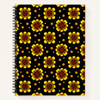 Groovy 70s Daisy Flower Power Pattern Notebook