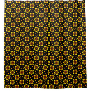 Groovy 70s Daisy Flower Power Pattern Shower Curtain