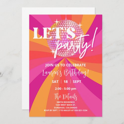 Groovy 70s Disco Birthday Party Invitation SARA Invitation