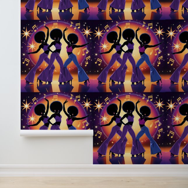 Groovy 70s Disco Dance Party Peel and Stick Wallpaper (Application)