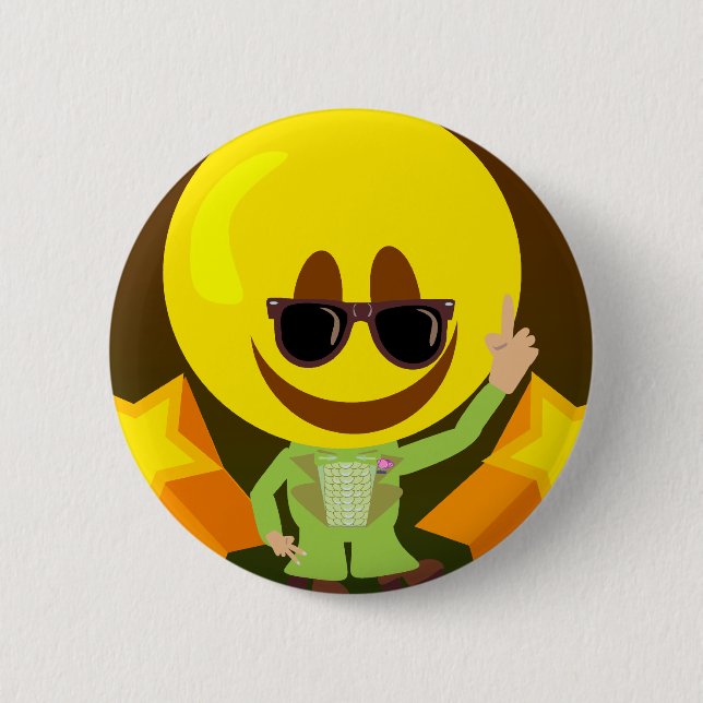 Groovy 70s Disco Dude Fun Guy Pinback Button (Front)