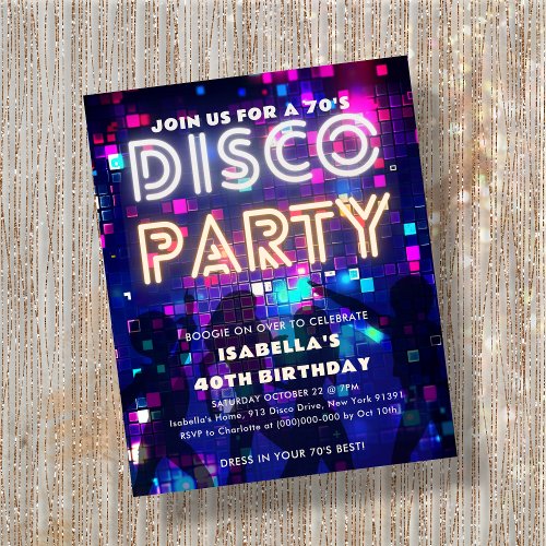 Groovy 70s Disco Party Birthday Budget Invitation