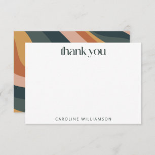 Groovy 70s Earthy Boho Abstract Stripes Custom Thank You Card