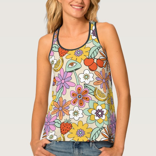 Groovy 70s Flower Power ID929 Tank Top (Front)