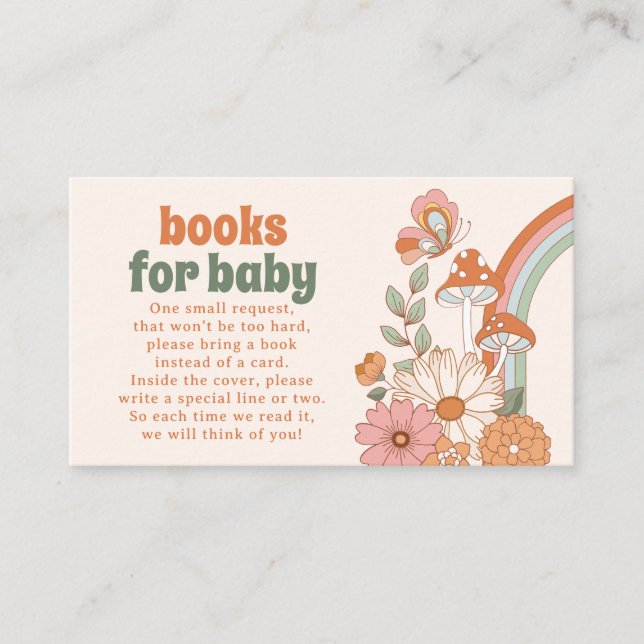Groovy 70s Hippie Baby Shower Books for Baby Card (Front)