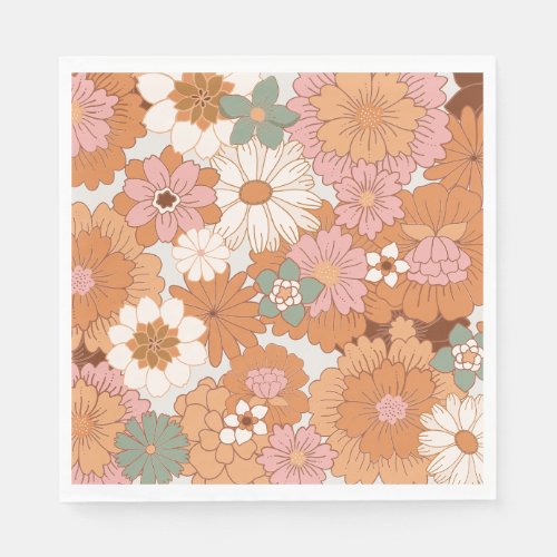 Groovy 70s Hippie Floral Baby Shower Napkins