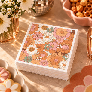 Groovy 70s Hippie Floral Baby Shower Napkins