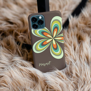 Groovy 70s Hippie Flower Brown Retro Daisy Name iPhone 11 Case