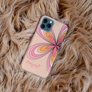 Groovy 70s Hippie Flower Peach Fuzz Daisy Name iPhone 11 Case