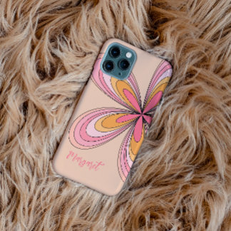 Groovy 70s Hippie Flower Peach Fuzz Daisy Name iPhone 11 Case