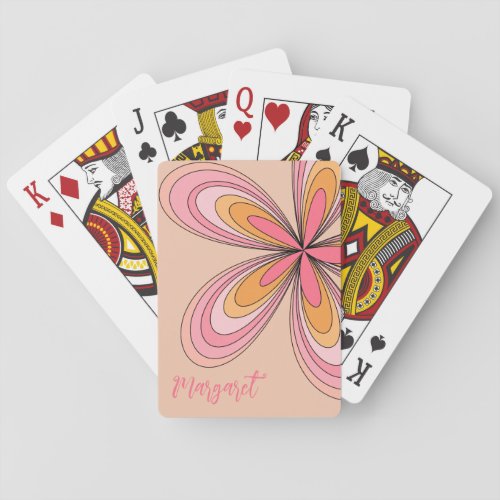 Groovy 70s Hippie Flower Peach Fuzz Daisy Name Poker Cards