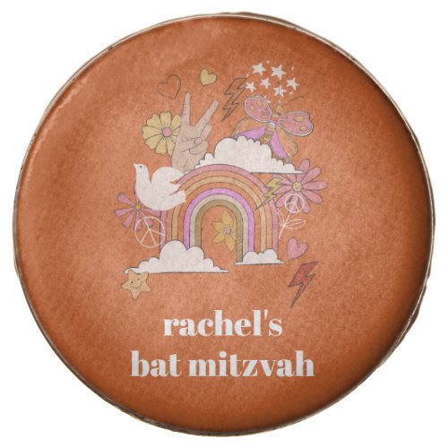Groovy 70s Hippie Peace Orange Bat Mitzvah Custom Chocolate Covered Oreo