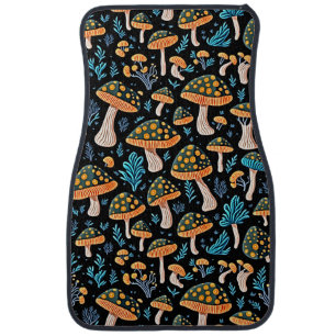 Groovy 70s Mushroom Pattern Car Floor Mats