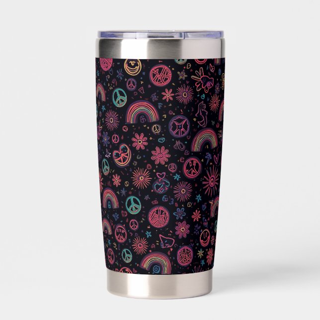 Groovy 70s Psychedelic Tumbler | Smiley Faces (Front)