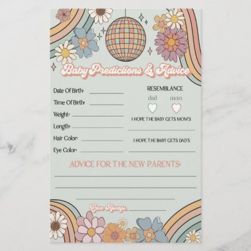 groovy 70s retro baby shower game baby advice