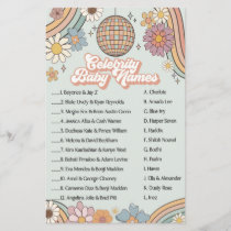 groovy 70s retro baby shower game celebrity names