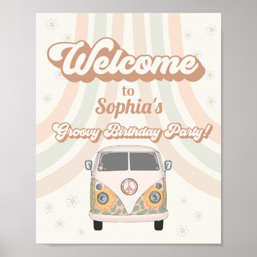 groovy 70s retro birthday party welcome sign