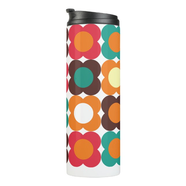 Groovy 70s Retro Flower Pattern | Bold Boho Floral Thermal Tumbler (Rotated Right)