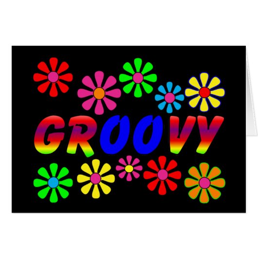Groovy 70's Retro Flower Power Gifts Cards (Front Horizontal)