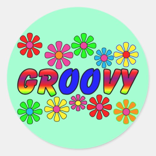 Groovy 70s Retro Flower Power Gifts Classic Round Sticker