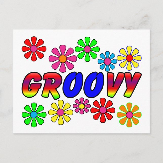 Groovy 70's Retro Flower Power Gifts Postcard (Front)