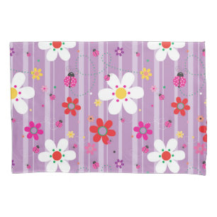 Groovy 70s Retro Hippie Flower Power Ladybug Pillow Case