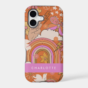 Groovy 70s Retro Hippie Peace Orange Bohemian iPhone 17 Case