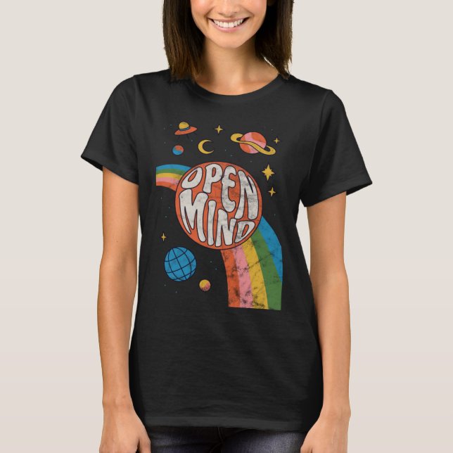 Groovy 70s Retro Hippie Vibes Rainbow T-Shirt (Front)