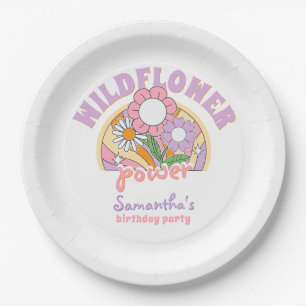 Groovy 70s Retro Wildflower Flower Power Birthday Paper Plates