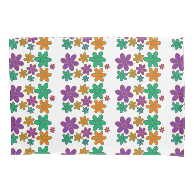 Groovy 70s Style Flower Tissue Paper Pillow Case (Front)