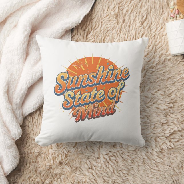 Groovy 70s Style Summer Sunset Throw Pillow (Blanket)