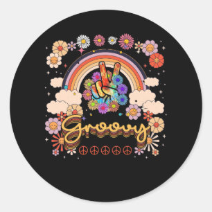 Groovy 70s Tie Dye Vintage 70s Retro Flower Hippie Classic Round Sticker