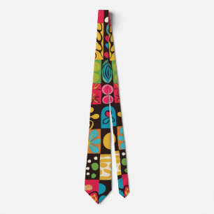 Groovy 70s Vibes Retro Pattern Neck Tie