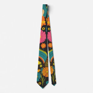 Groovy 70s Vibes Retro Pattern Neck Tie