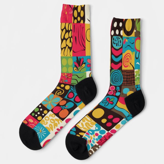 Groovy 70s Vibes Retro Pattern Socks (Left)