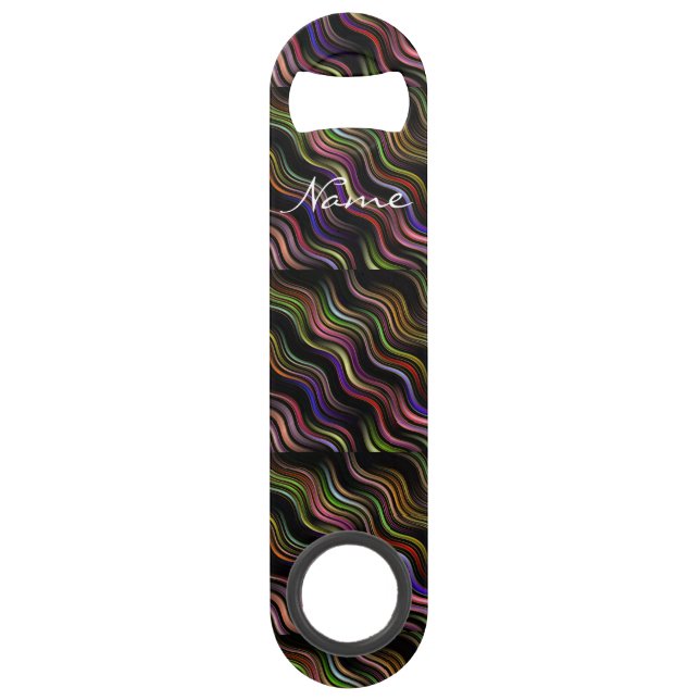 Groovy 70's wavy hippie psychedelic bar key (Front)