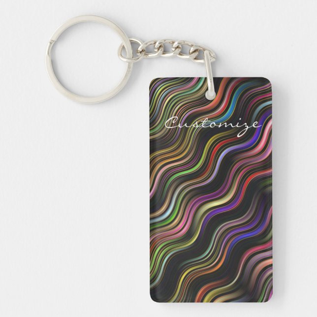 Groovy 70's wavy hippie psychedelic keychain (Front)