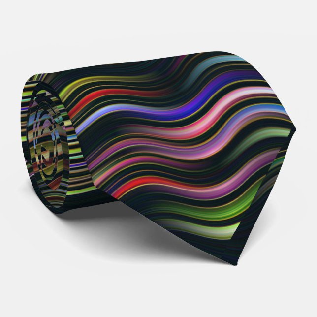 Groovy 70's wavy hippie psychedelic neck tie (Rolled)