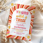 Groovy 70's Young Wild and Three 3rd Birthday Invitation<br><div class="desc">Groovy 70's Young Wild and Three 3rd Birthday Invitation</div>
