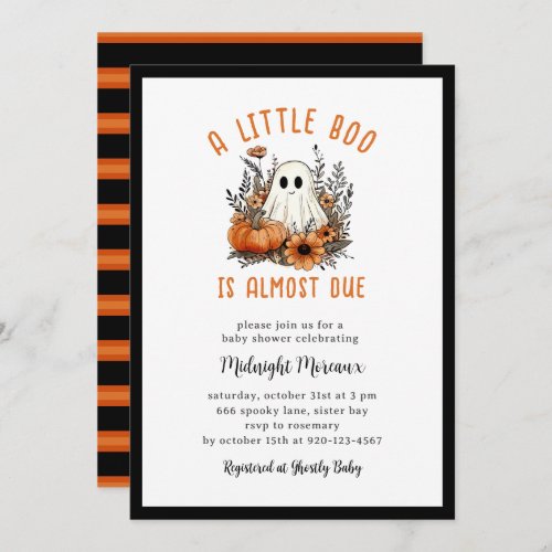 Groovy A Little Boo Halloween Baby Shower  Invitation