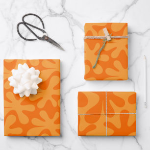 Groovy Abstract Amoeba Dance Orange Pattern Wrapping Paper Sheets