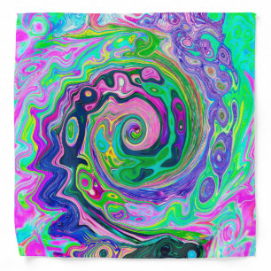 Groovy Abstract Aqua and Navy Lava Swirl Bandana
