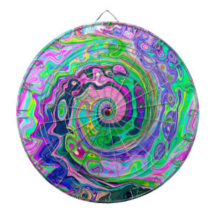Groovy Abstract Aqua and Navy Lava Swirl Dart Board