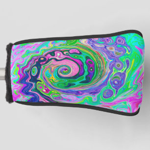 Groovy Abstract Aqua and Navy Lava Swirl Golf Head Cover
